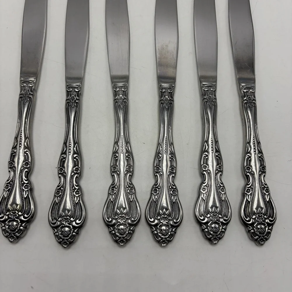 Oneida Michelangelo Dinner Knives Stainless Lot of 6 Silverware